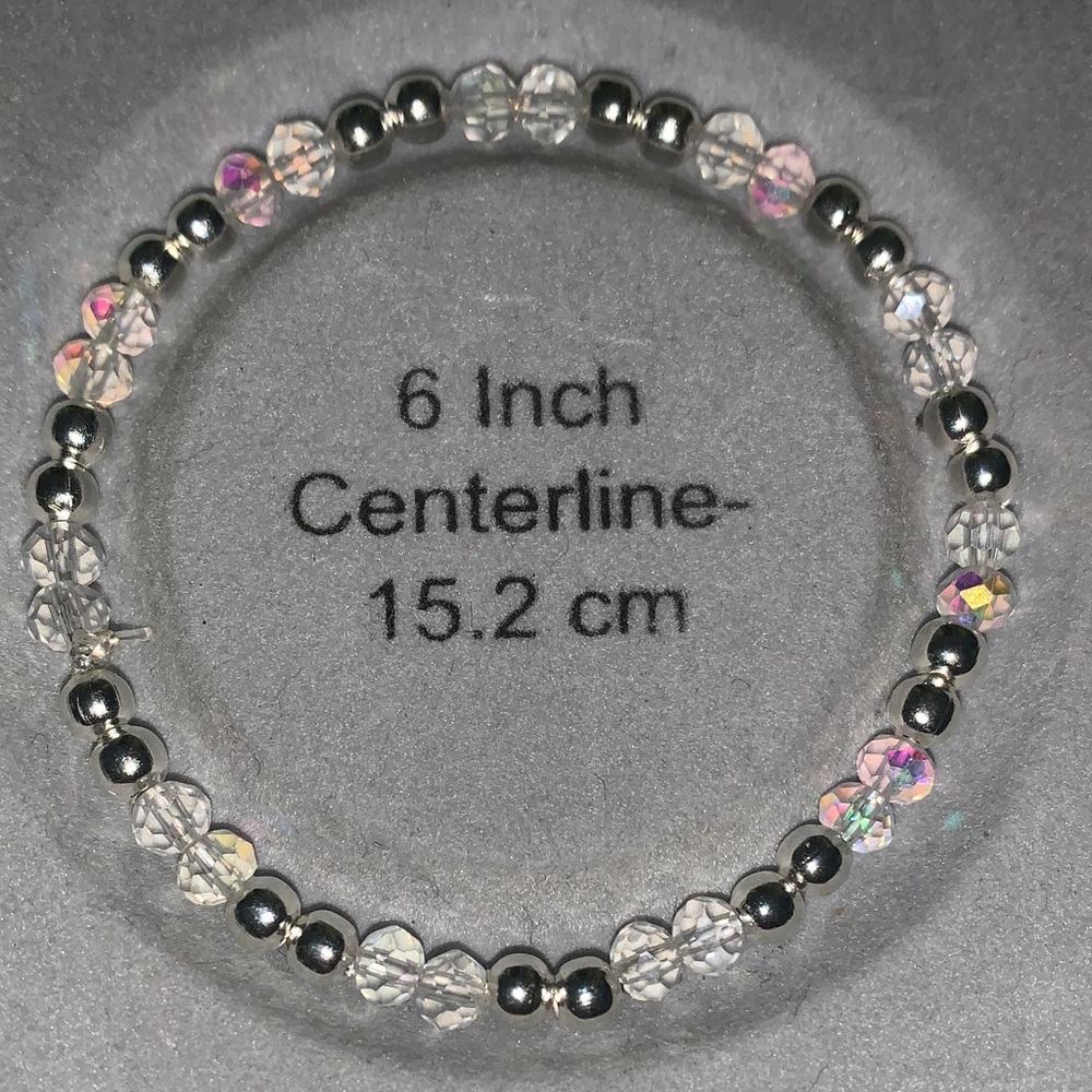 Silver and Aurora borealis Crystal Beaded Bracelet